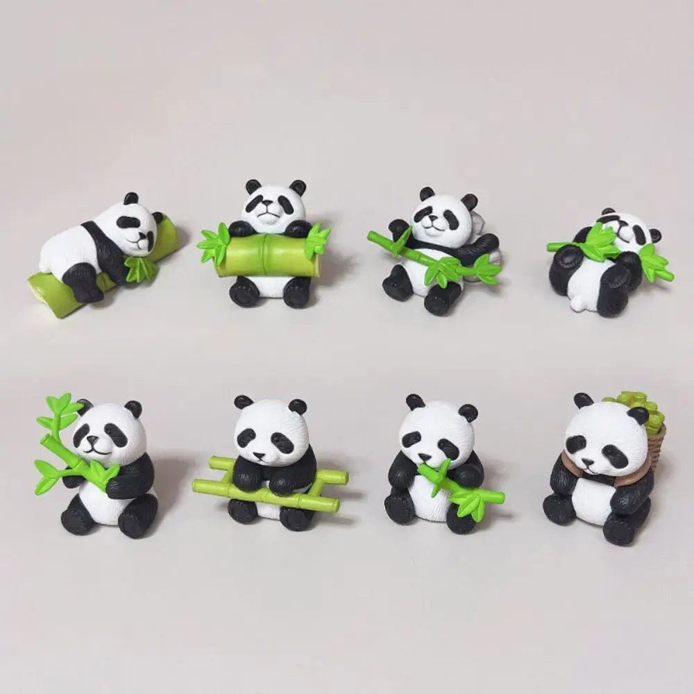 Random Style Micro Landscape Mini Panda Ornaments 3D Resin Crafts Simulation Panda Ornaments Cartoon Panda Miniatures Office