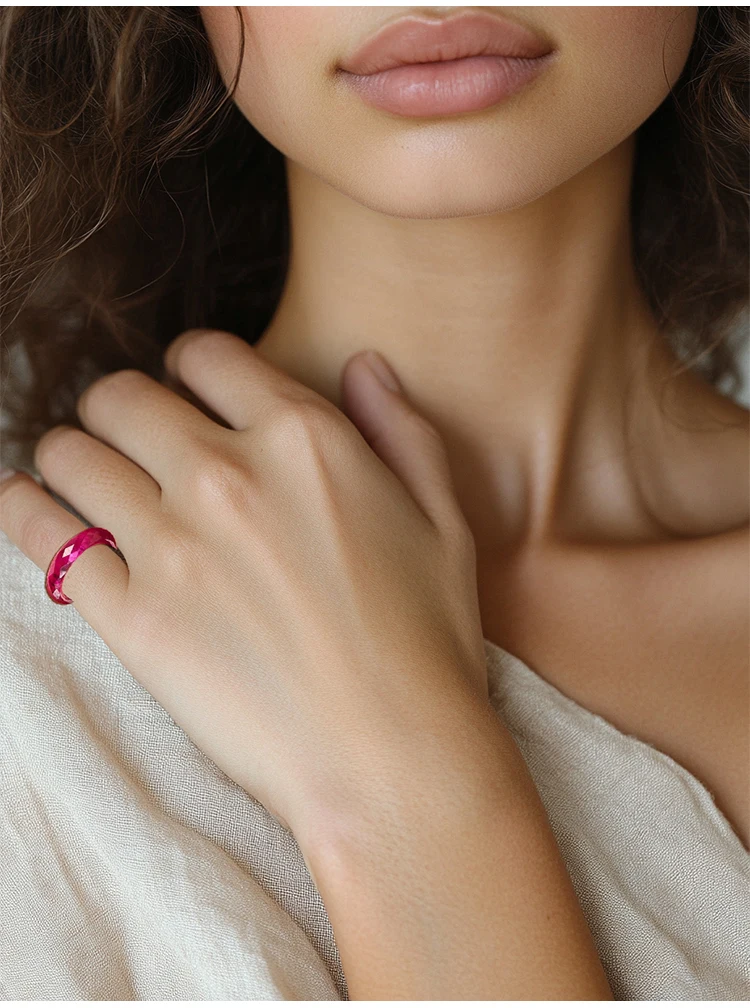 JEWELLWANG Laborgezüchteter Rubinring, massiver, schlichter Ring mit geschlossenem Band, Ring mit Edelstein, Geschenk für Damen, Herren, Unisex, für den täglichen Gebrauch – Detail 9