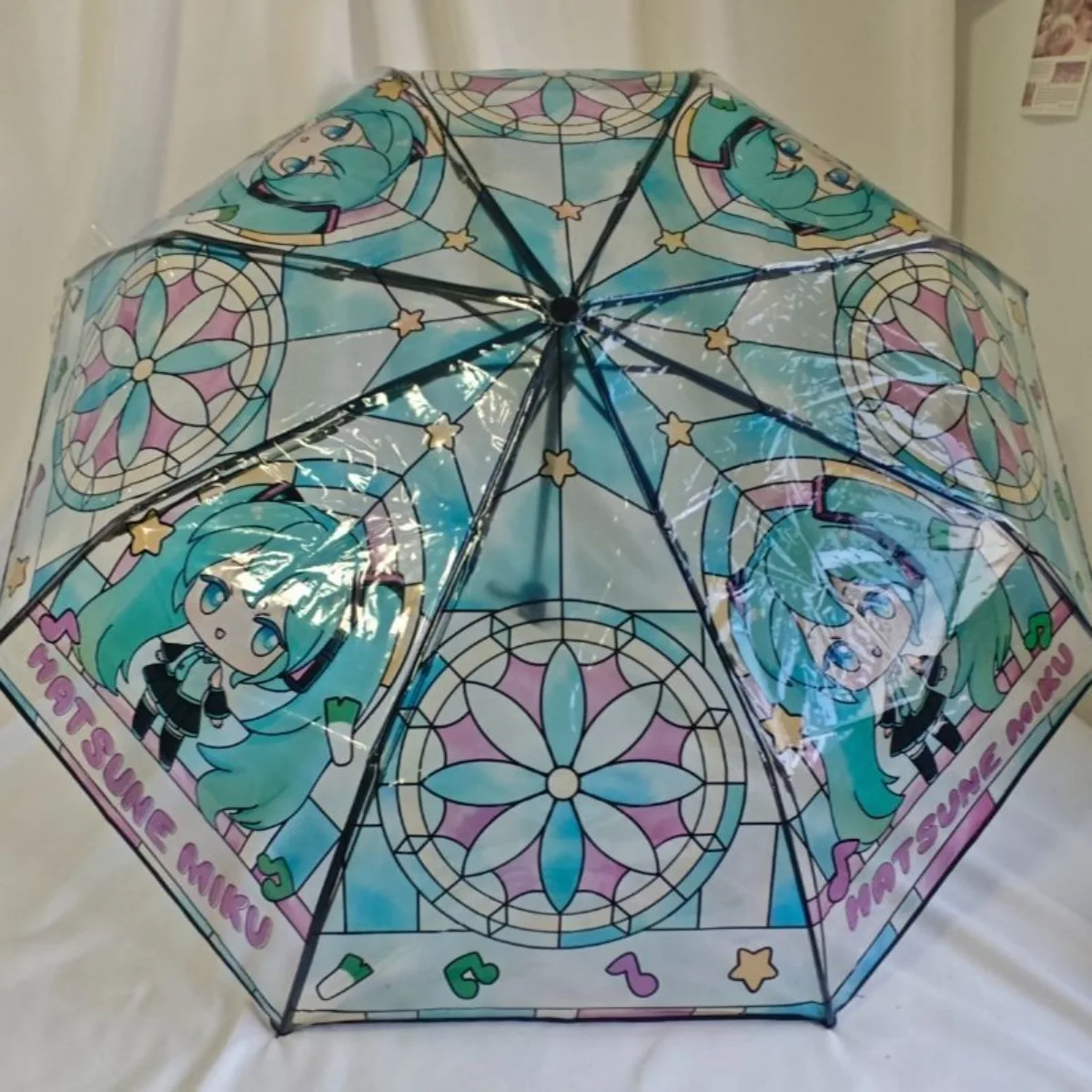 

Transparent Umbrella Three Folding Umbrella Automatic Net Red Umbrella Cute Wind Folding Children Adult Anime Female