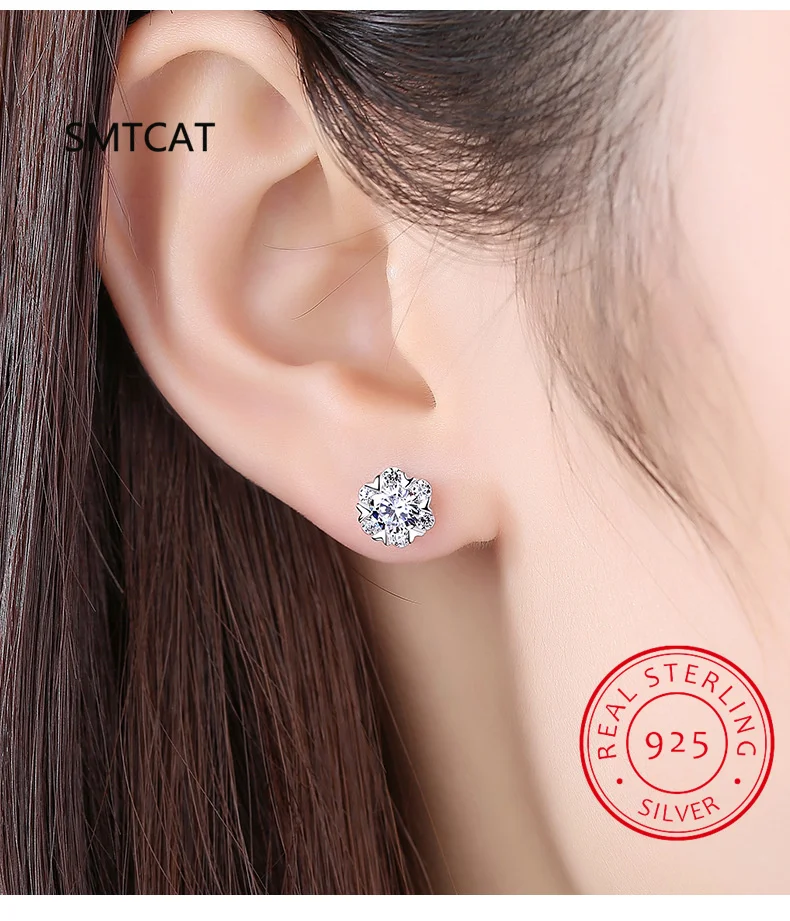 Real 1 Carat D Color Moissanite Earrings For Women 100% 925 Sterling Silver Snowflake Earring 2022 Trend Wedding Jewelry