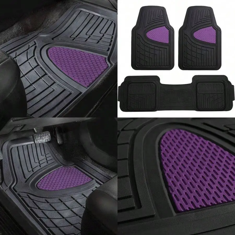FH Group Car Floor Mats - Heavy-Duty Rubber Floor Mats For Cars Universal Fit Full Set Trimmable Automotive Floor Mats Climaproo