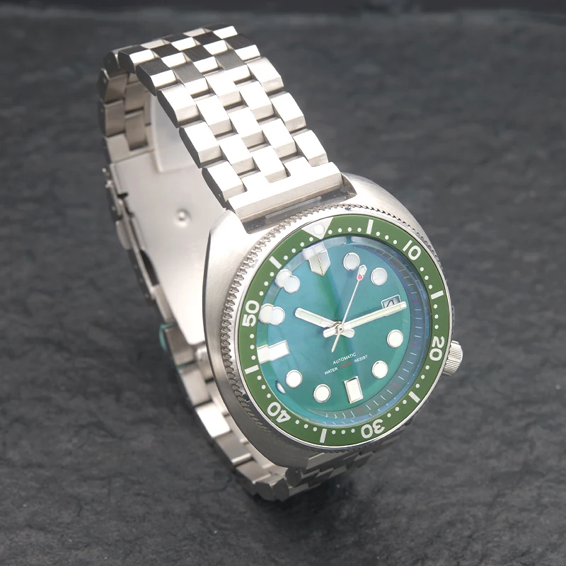 SKX Case NH35 Case SKX  6105 6309 Turtle Abalone Style Mechanical Watch Install Japan NH35 Movement Sapphire Glass Wristwatch