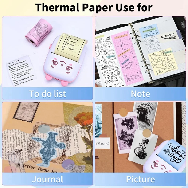 1 Set Mini Printer Paper Inkless Sticker Printer For Inkless Portable Paperang Thermal Pocket Printer 57Mm X 30Mm, 6 Rolls