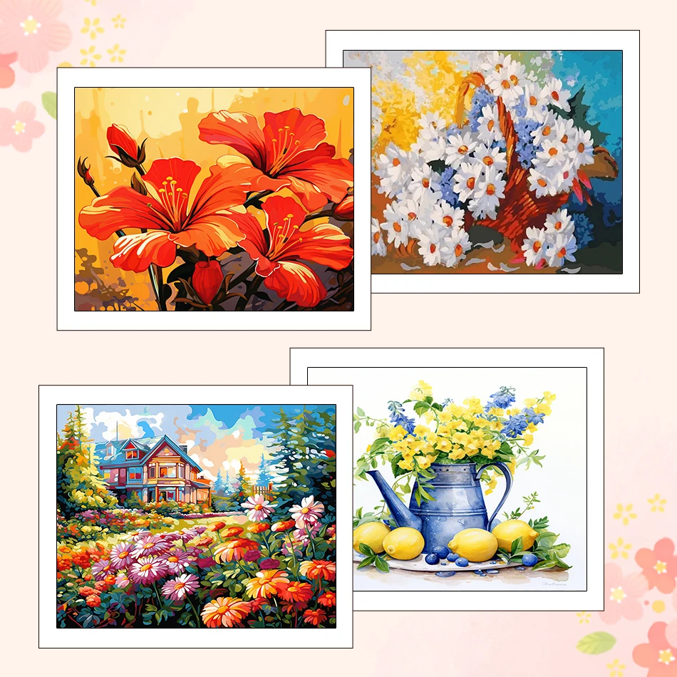 

RUOPOTY Paintings For Painting By Numbers Markers By Numbers Flowers Drawing 40X50cm Handmade Canvas Kits Acrylic Paints Diy Set