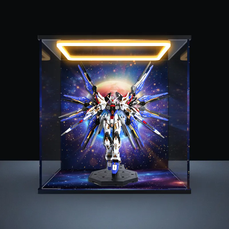 The return light acrylic display box is suitable for Bandai MGEX Strike Freedom Strike Freedom Gundam SEED