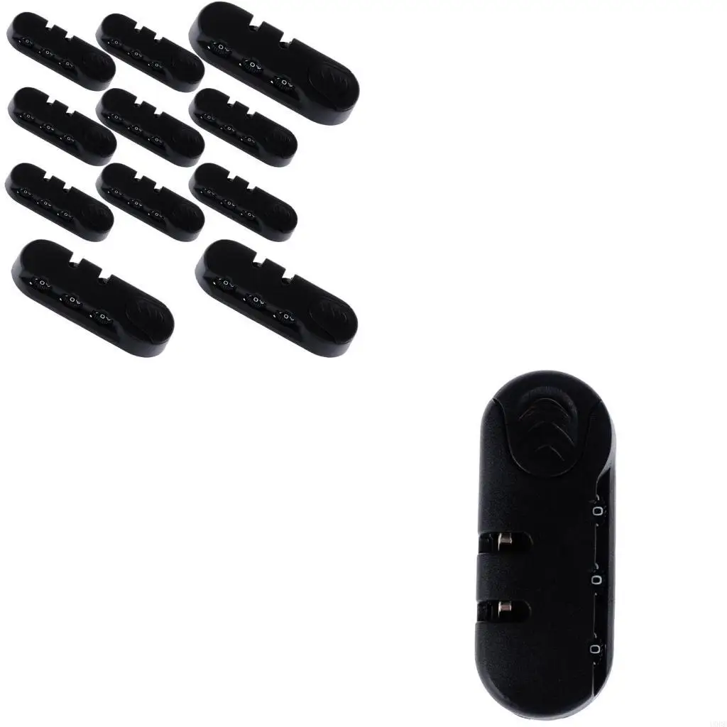   Portable Black Security Lock with Easy Set 3 Digit Code Luggage Repairing Lock