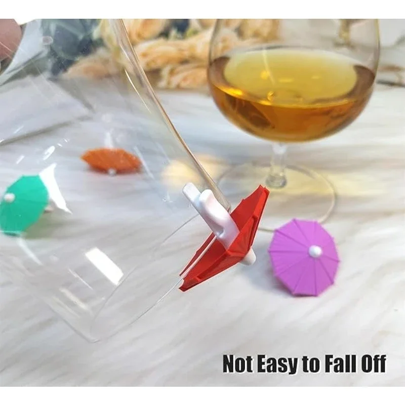 Umbrella Silicone Wine Glass Marker Juice Champagne Cup Goblet Label Mug Tag Bar Wedding Identification Color Random Party Tools