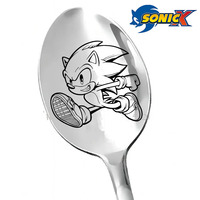 Sonic Anime Stainless Steel Spoon Boy Girl Cartoon Cute Tablespoon Fashion Coffee Mixing Spoons Creative Soupspoon Gifts 2025