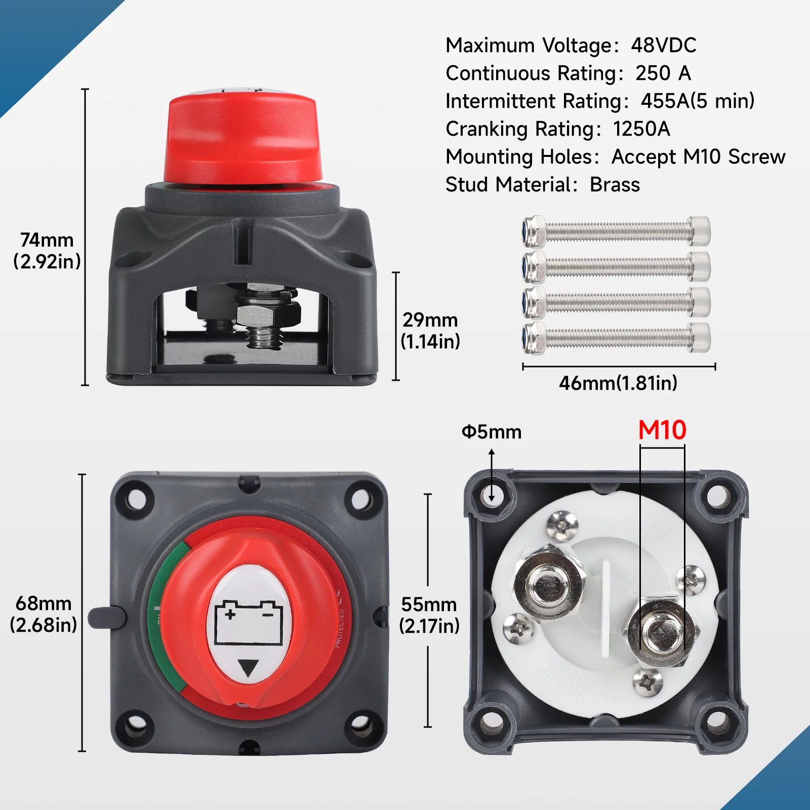 

Новый селектор 12 В-48 В, 2-позиционный выключатель питания, 300 А, отключение аккумулятора, выключатель для автомобиля, автофургона, морской лодки