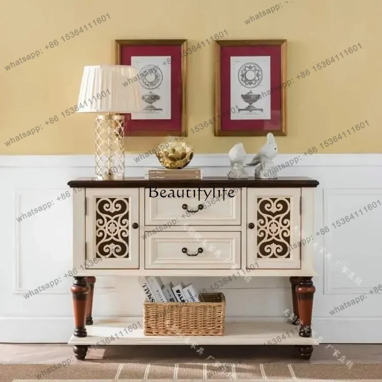 

GZ American Style Hallway Console Wall Retro European Style Living Room Partition Dining Side Cabinet