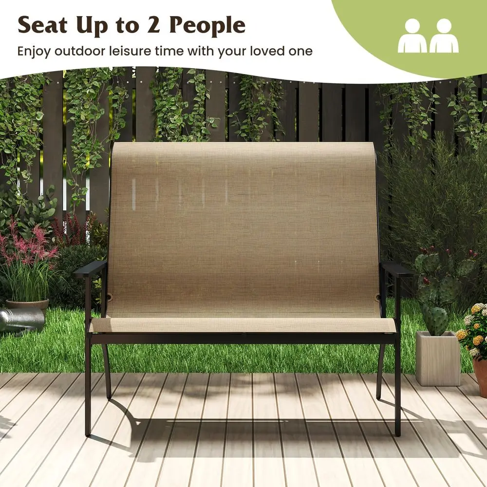 

Outdoor Adirondack Bench Chair, 2Person Patio Garden Bench with High Back and Armrests, 880 lbs Weight Capacity, Front Porch Lov