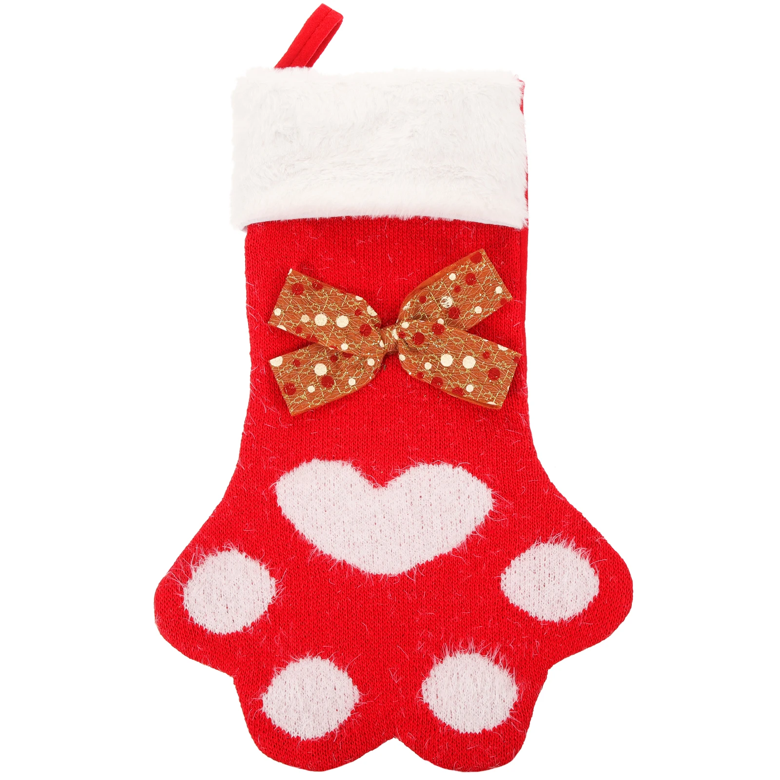 

1pcs Lovely Christmas Stocking Hanging Decor Dog Paw Pattern Sock Pendant For Tree Fireplace Xmas Tree Hanging Sock Festive