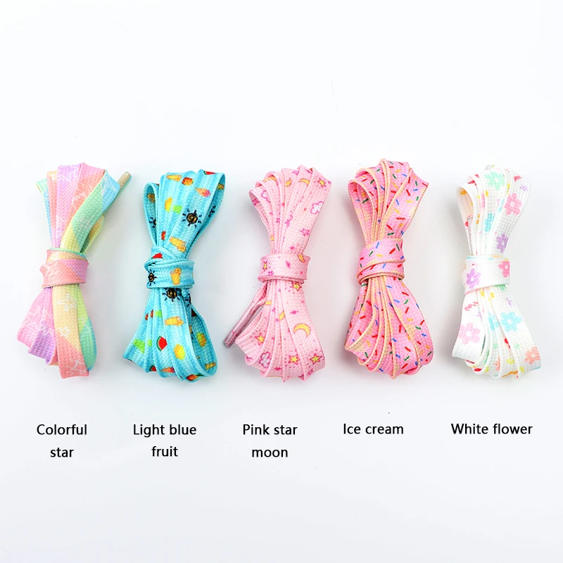 Cartoon Shoe Laces Colorful Printing Flat Shoelaces For Sneakers Cute Pattern Casual Shoelace Man And Woman Canvas Shoes