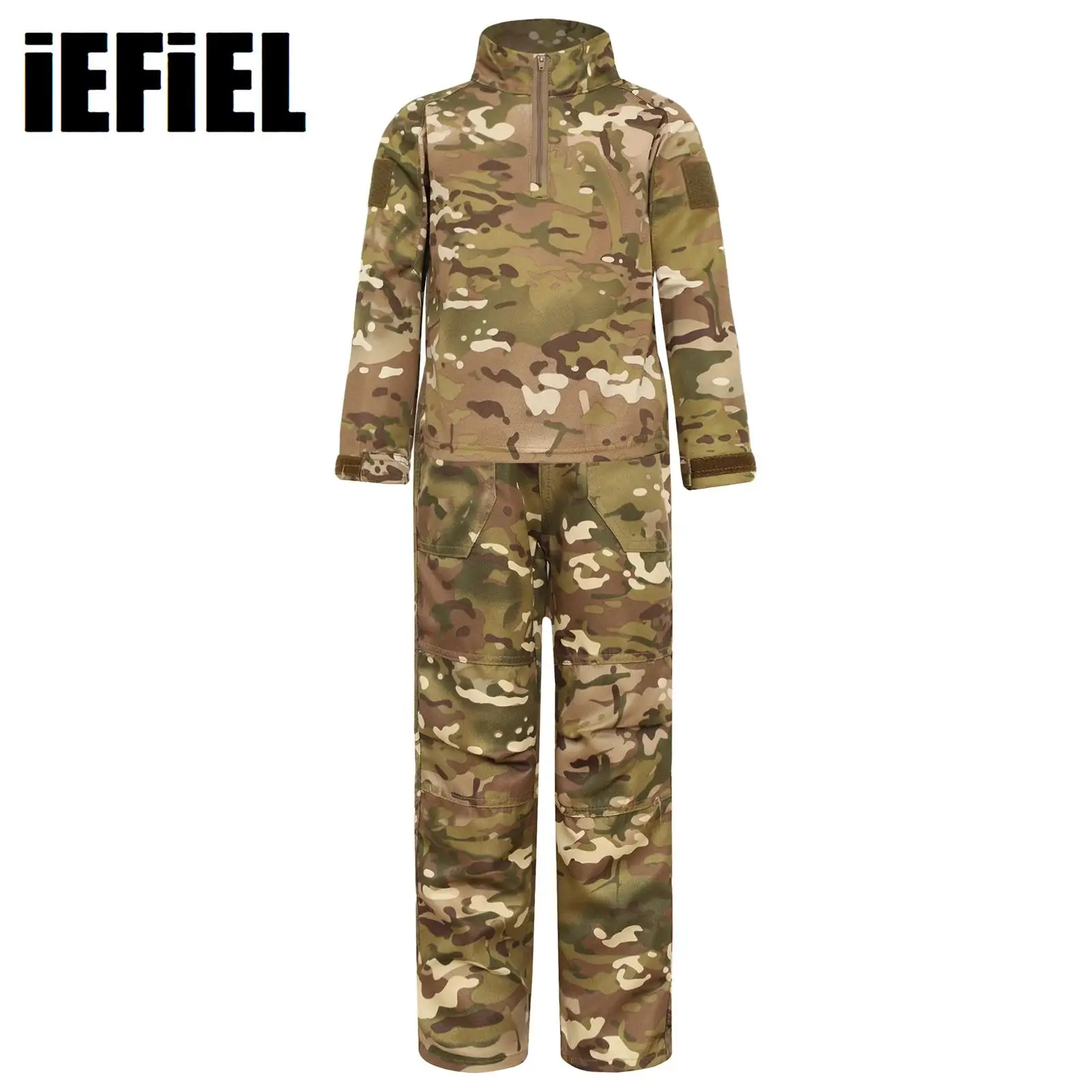 

Kid Girl Boys Camouflage Uniforms Military Suits Combat Long Sleeve Top And Pants Set Summer Training Sportswear