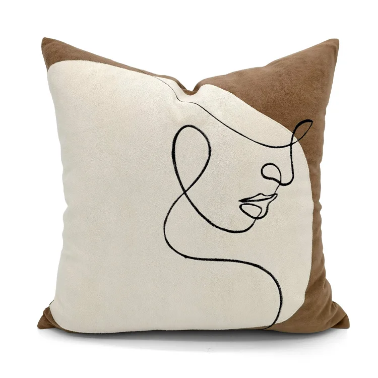 Brown beige Coffee cushion cover metal face waist pillowcase houth black white Houndstooth Pillow cover backrest