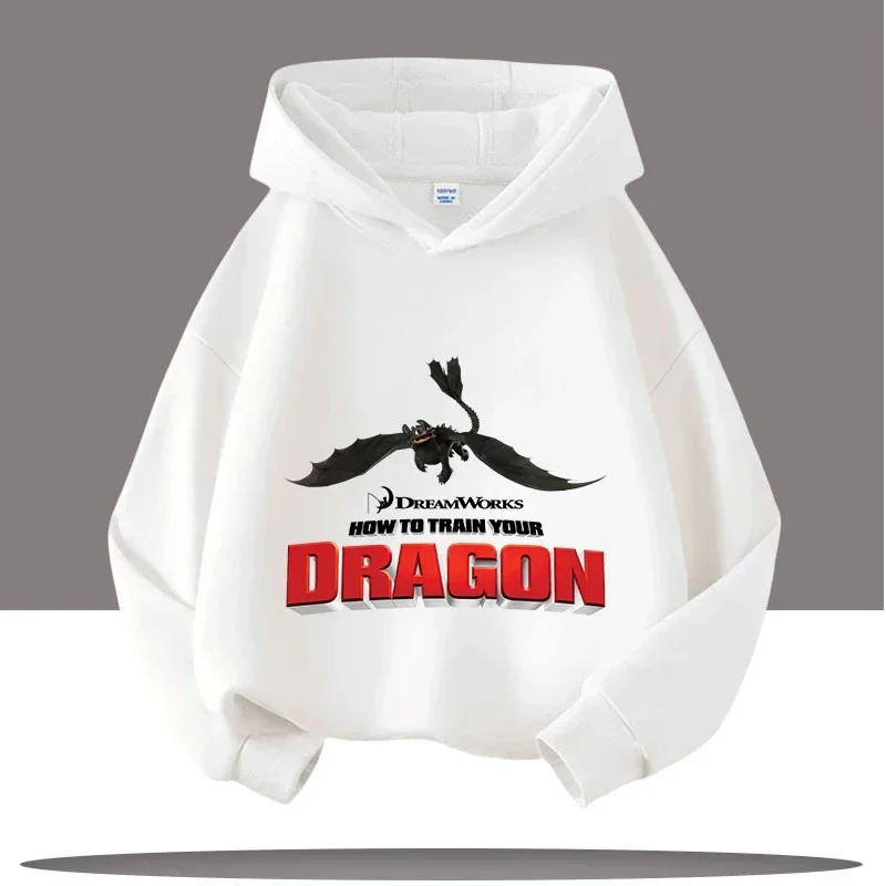 بلوزة كاجوال للفتيات - ملابس خريف وشتاء 2025 إصدار جديد بقلنسوة للأطفال Dragon Tamer مع طباعة كرتونية - ملابس رياضية للأولاد