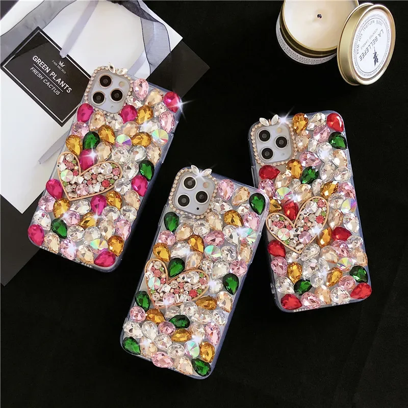 

Luxury Bling Crystal Color Gem Rhinestone Case for Samsung Galaxy, S24, S20 Plus, S21, S22, S23, Note 20, Clear Phone Cover