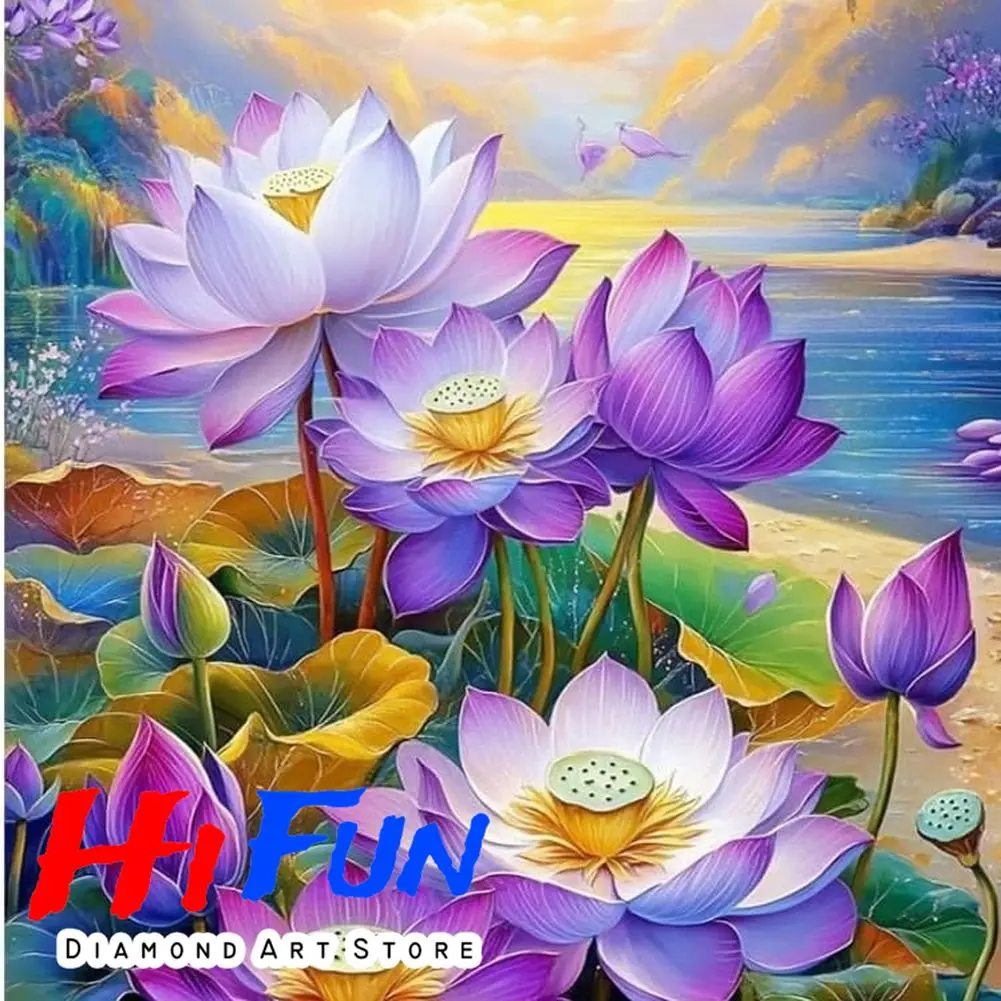 

Diy Diamond Painting Full Square Round Lotus Flower Wall Art Diamond Art Mosaic Embroidery Cross Stitch Kit Asian Zen Decor
