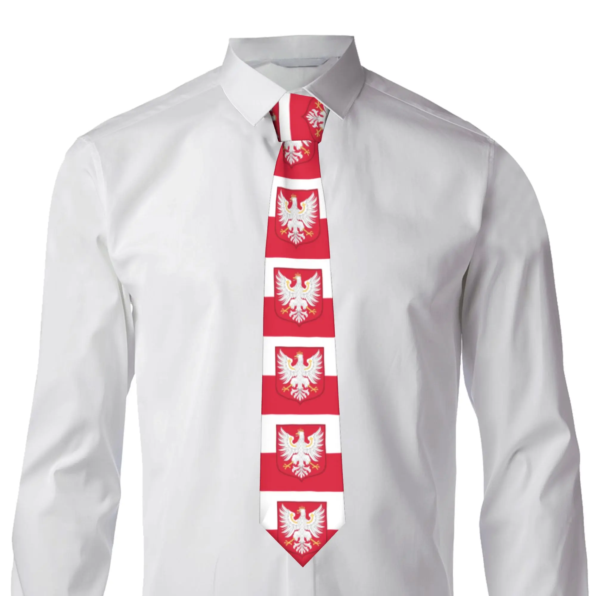 Classic Kingdom Of Poland Flag Neck Tie for Office Mens  Necktie