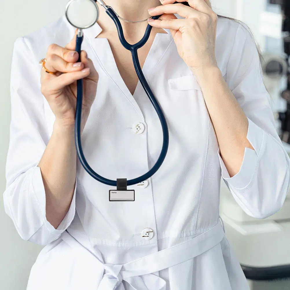 12Pcs Stethoscope Name Plates Blank Id Tag Clip Lightweight Wear-Resistant Plastic Name Badge for Equipment Stethoscope