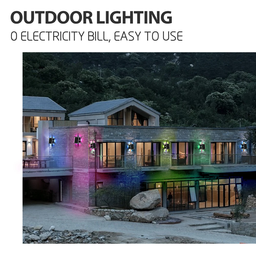 Solar LED Wall Lamp Outdoor Waterproof PHOTOELECTRIC INDUCTION RGB Colors