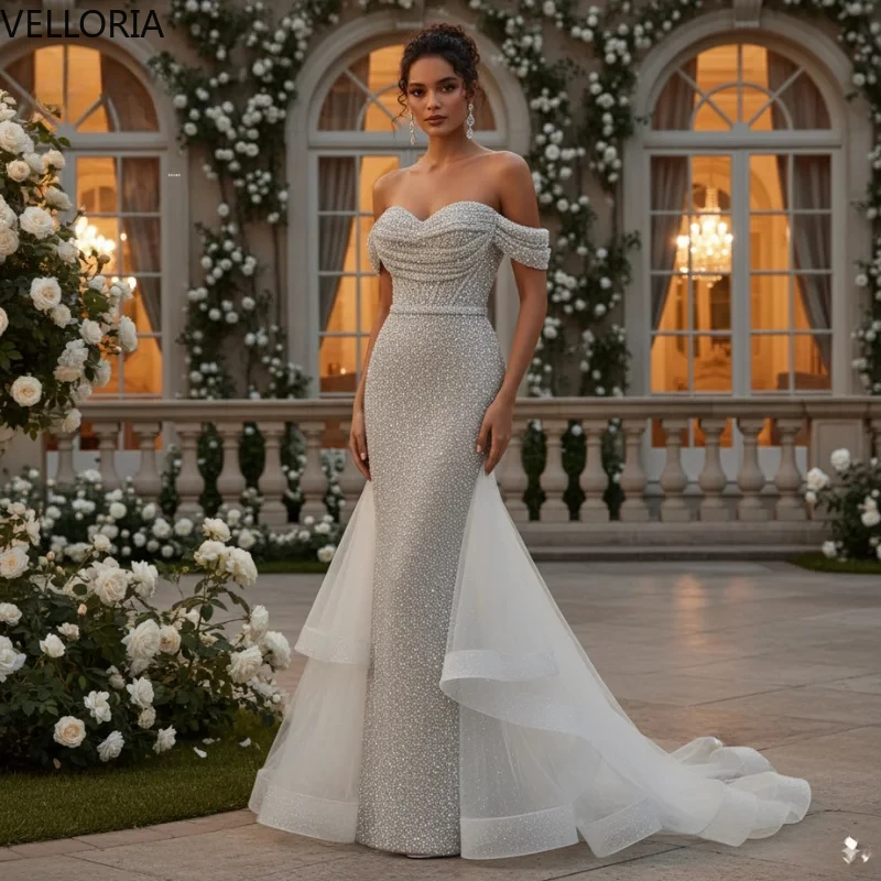 

Серебряное сверкающее вечернее платье Милое платье русалки для выпускного вечера Роскошное платье из бисера для торжественных случаев Вечернее платье Vestdos De Fiesta по индивидуальному заказу