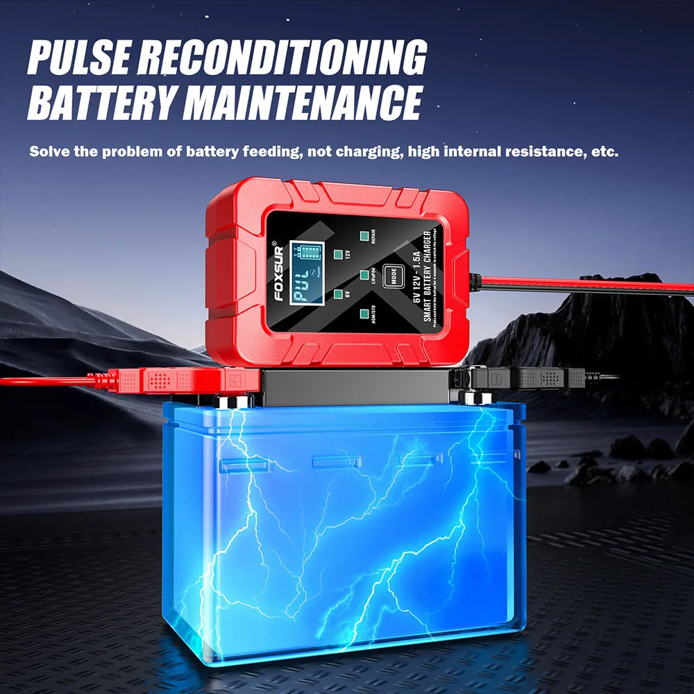 Battery Pulse Repair Charger For Car Motorcycle Toy 30W Lead-acid Batter Charger Lithium iron battery Universal 6V 12V 1.5A