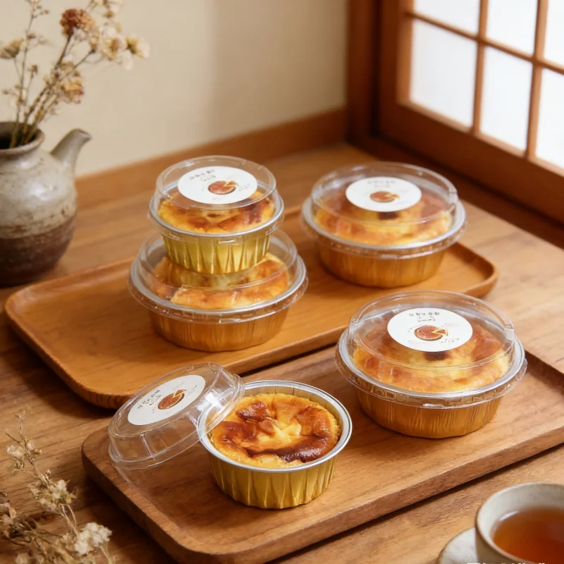  2-Inch 4-Inch Basque Aluminum Foil Box Caramel Pudding Taro Mud Packaging Box Baking Cake Tin Paper Cup Pastry Packaging... - view 5