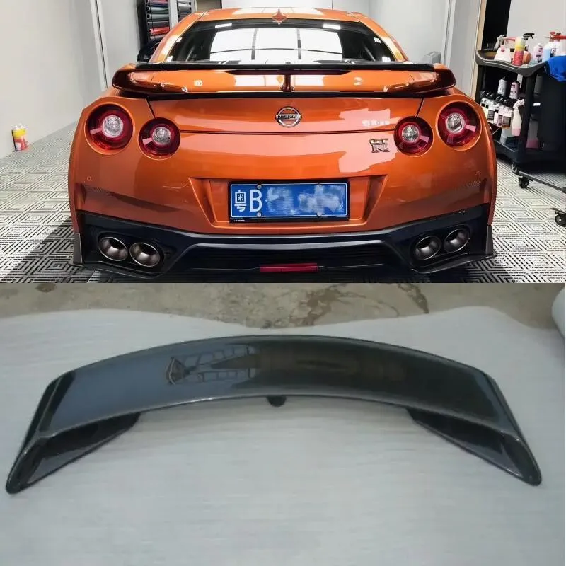 For NISSAN GT-R GTR R35 Real Carbon Fiber Wing Lip Tail Trunk Spoilers Body Kit VARIS Spoiler GT STYLE