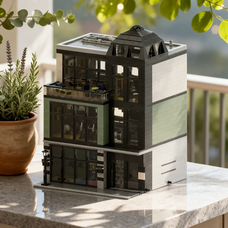 

2881 деталь MOC: Модульная модель фитнес-центра 32x32, строительные блоки для создания городского пейзажа, архитектурные конструкторы, рождественский подарок, развивающая игрушка