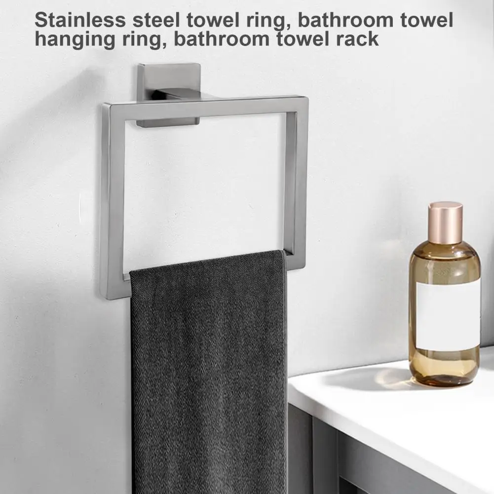 Kitchen Hand Towel Holder Modern Square Design Towel Rings Hand Towel Holders for Wall Mounting Corrosion Resistant Bathroom