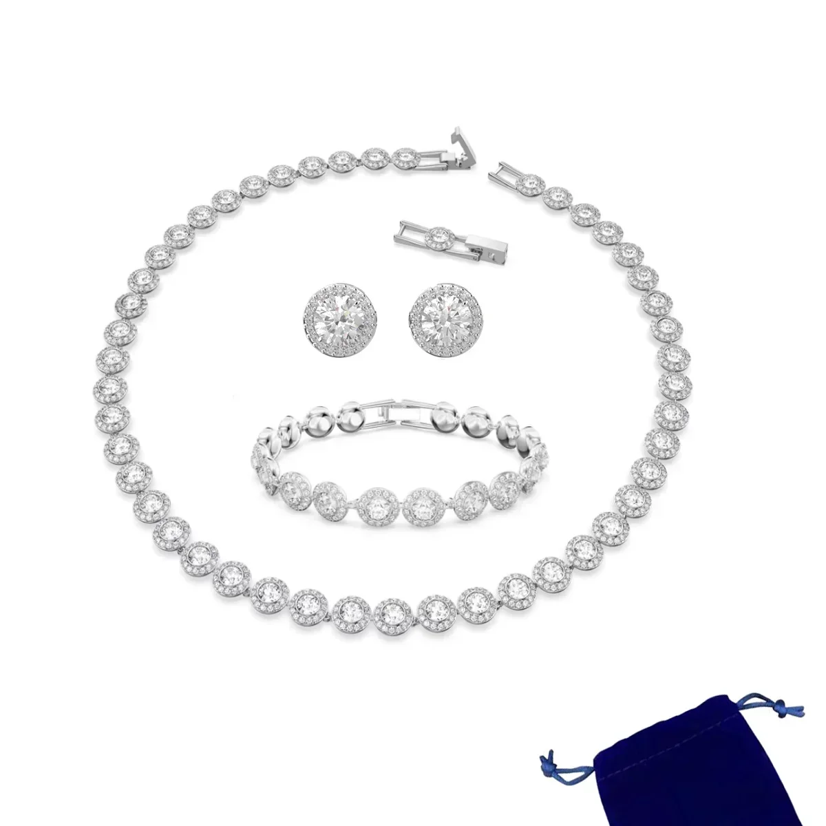 مجموعة أقراط وسوار وقلادة كلاسيكية فاخرة عالية الجودة من Una Angelic #2