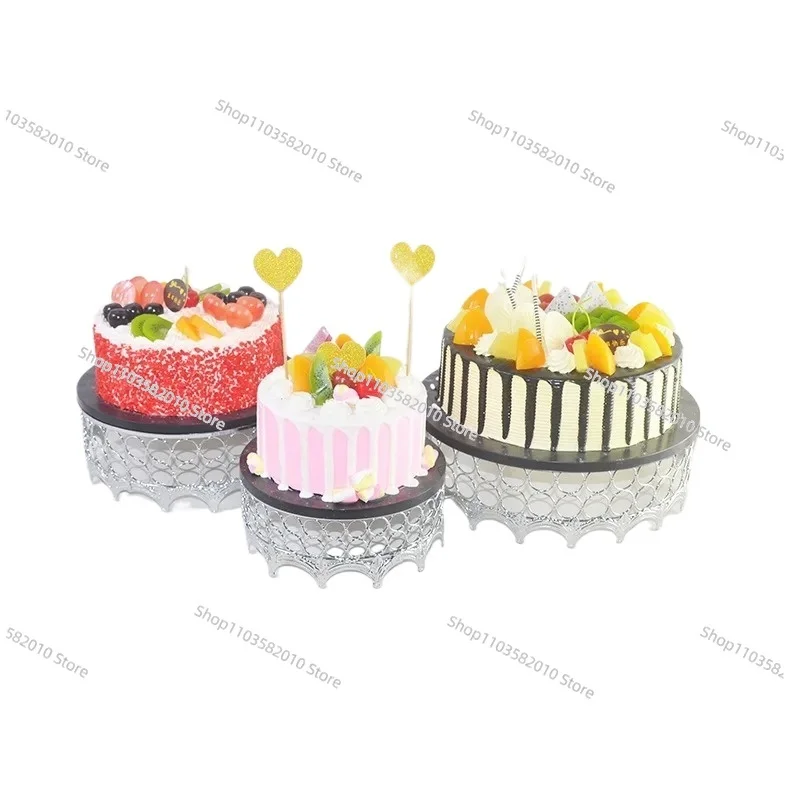 French Gold Crystal Cake Stand Set, Hollow Dessert Display Tray with Glass Dome & Crown Edge