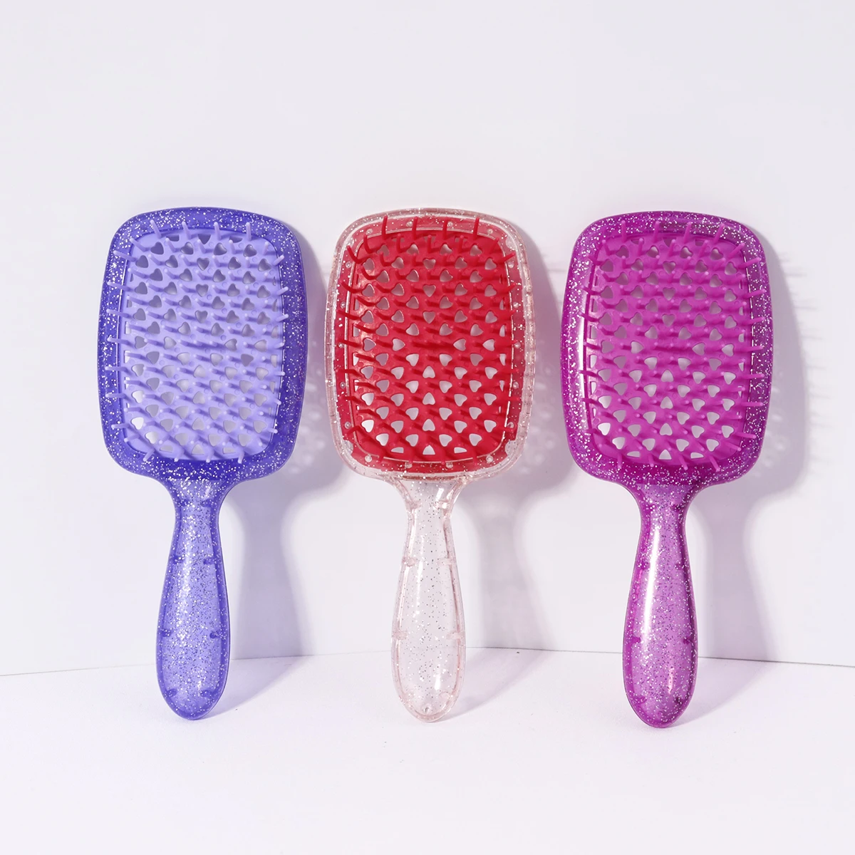 

3 антистатические полые дышащие щетки для волос, домашняя массажная расческа, подходит для сухого и влажного использования, специально для настоящих париков из волос.