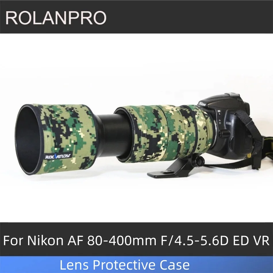 

Водонепроницаемый камуфляжный чехол ROLANPRO для объектива Nikon AF 80-400mm F/4.5-5.6D ED VR, защитный чехол-накладка, дождевик