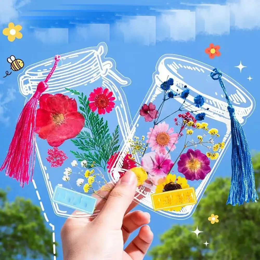 الفن DIY الحرف ضغط زهرة المرجعية اليدوية شفافة مشبك كتب القراءة مساعد سكرابوكينغ الإشارات المرجعية ملصقات