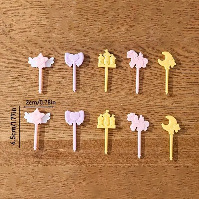 /KQM/Cartoon Fruit Fork Cute Cupcake Top Decoration Food Appetizer Toothpicks Bento Box Accessories Cocktail Picks 10 Pcs