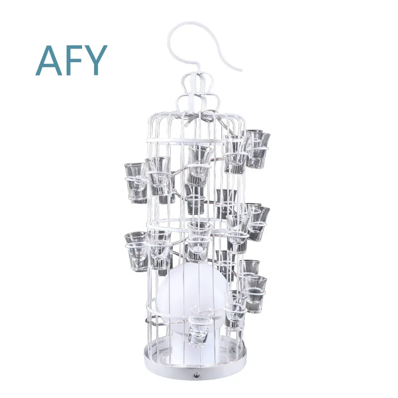 LED Bar Cocktail Glass for Foreign Wine Champagne One Birdcage White Cup Luminous Shot Glass Nightclub Party Barware