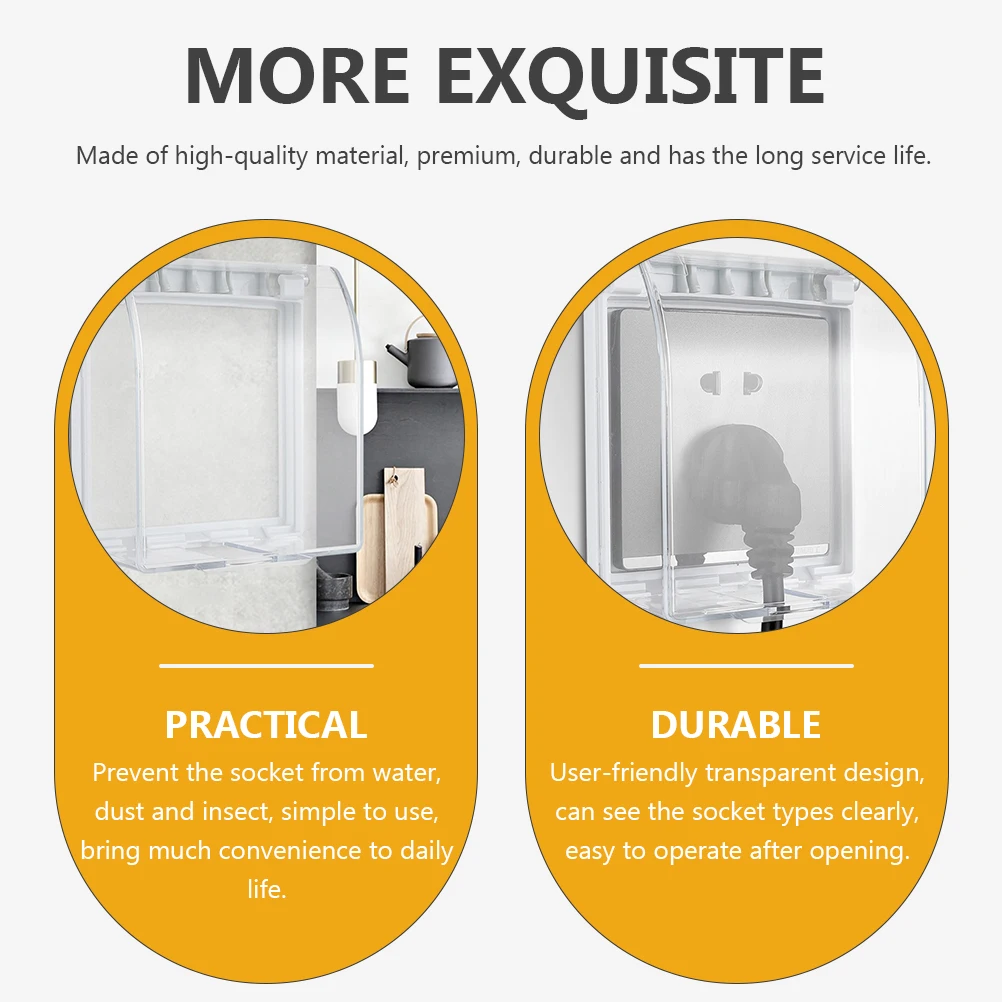

2 шт., водонепроницаемая защита для розетки, 86 тип, прозрачный чехол для розетки для ванной комнаты, внутреннего использования, пыленепроницаемая, насекомая, розетка