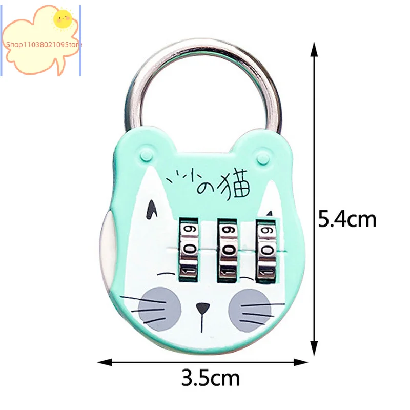 【HT】1pc Cute Cat Code Number Lock Anti-theft High Strength Accurate Mini Luggage Suitcase Number Password Lock for Dorm Drawer