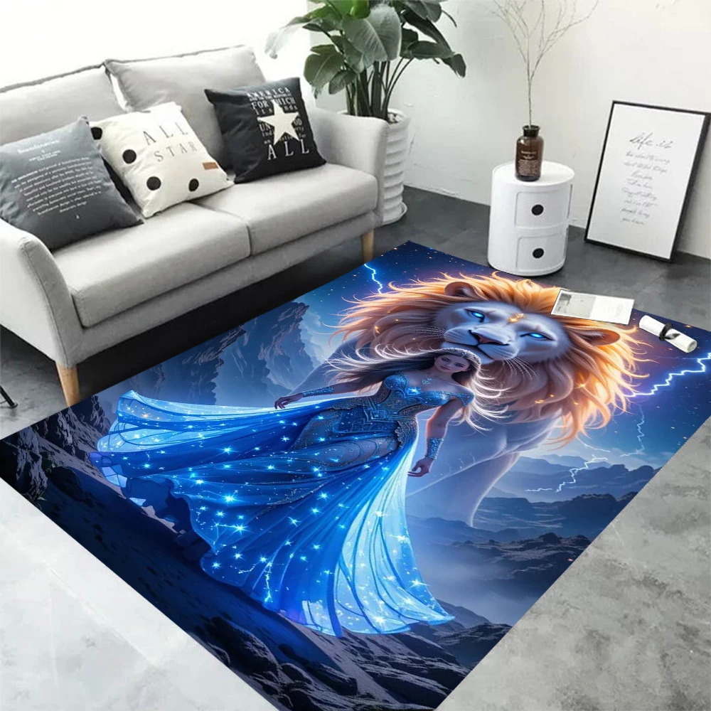 

MINISO Disney Dreamy women and animals Carpets for Living Room Decor Bedroom Soft Round Rug Gift Idea for Anime Enthusiasts