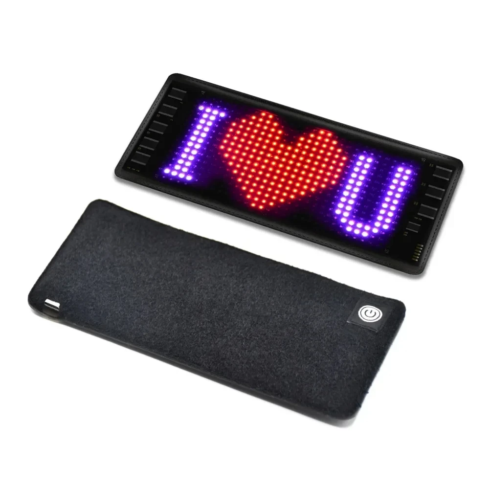 Letreros de visualización de píxeles LED programables, letrero LED, patrón de texto DIY, animación, desplazamiento, pantalla LED para decoración de mochila de coche/tienda