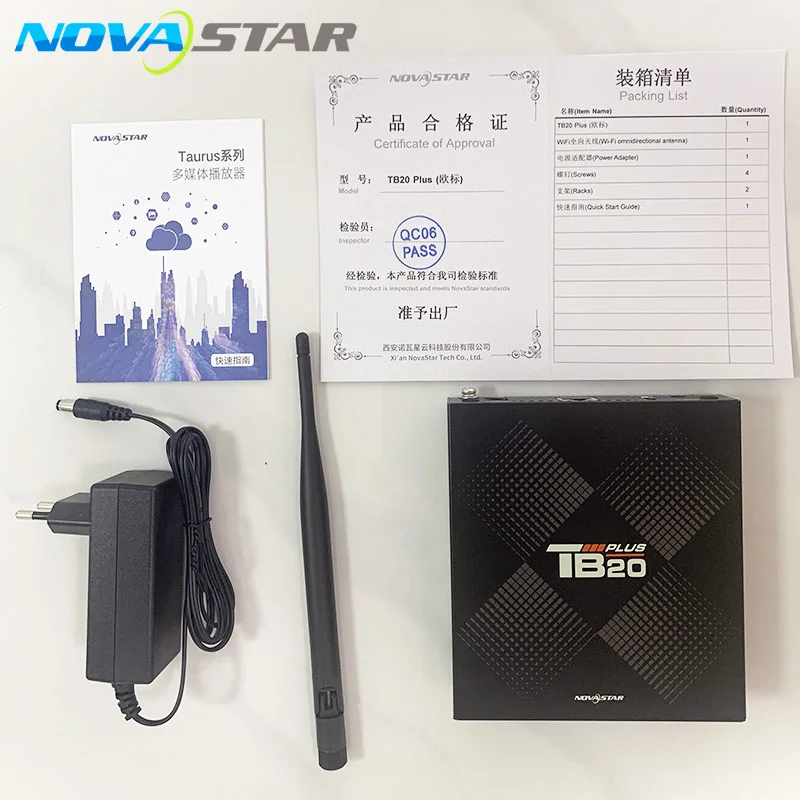 Novastar TB20 Plus Multimedia Playback Box USB Port WiFi Controller HUB75 Full Color Module LED Display Screen Video Processor