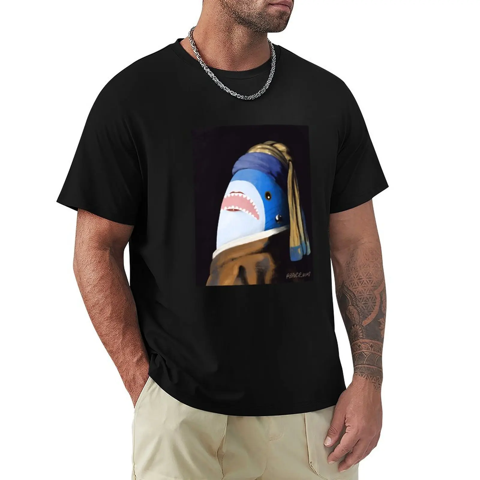The Blahaj with a Pearl Earring T-Shirt t shirt man luxury T-Shirt