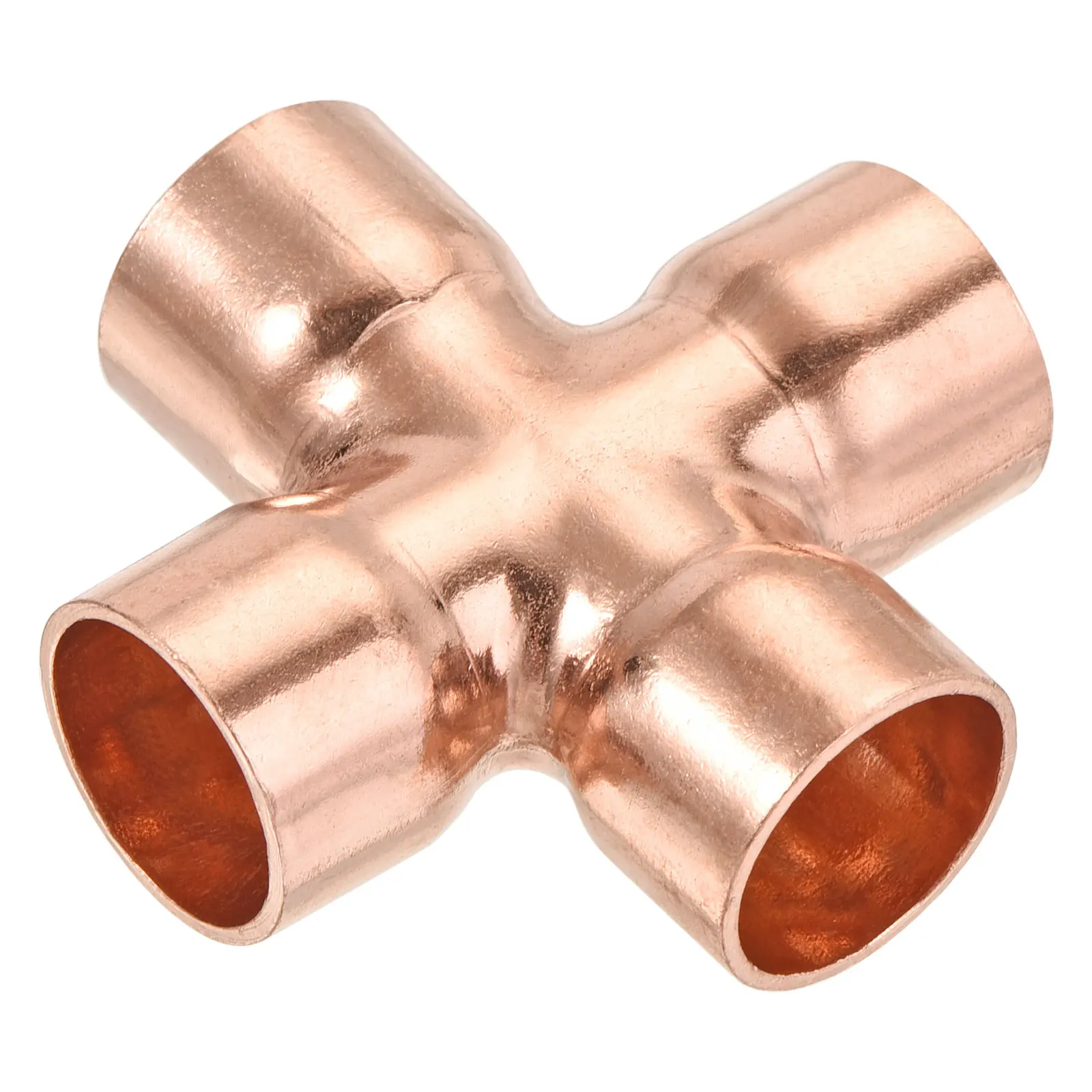 1Pcs 4 Ways Cross Copper End Feed Equal Pipe Fitting 16x1mm Air Conditioning Refrigeration Pipe Fittings Copper End Feed Solder