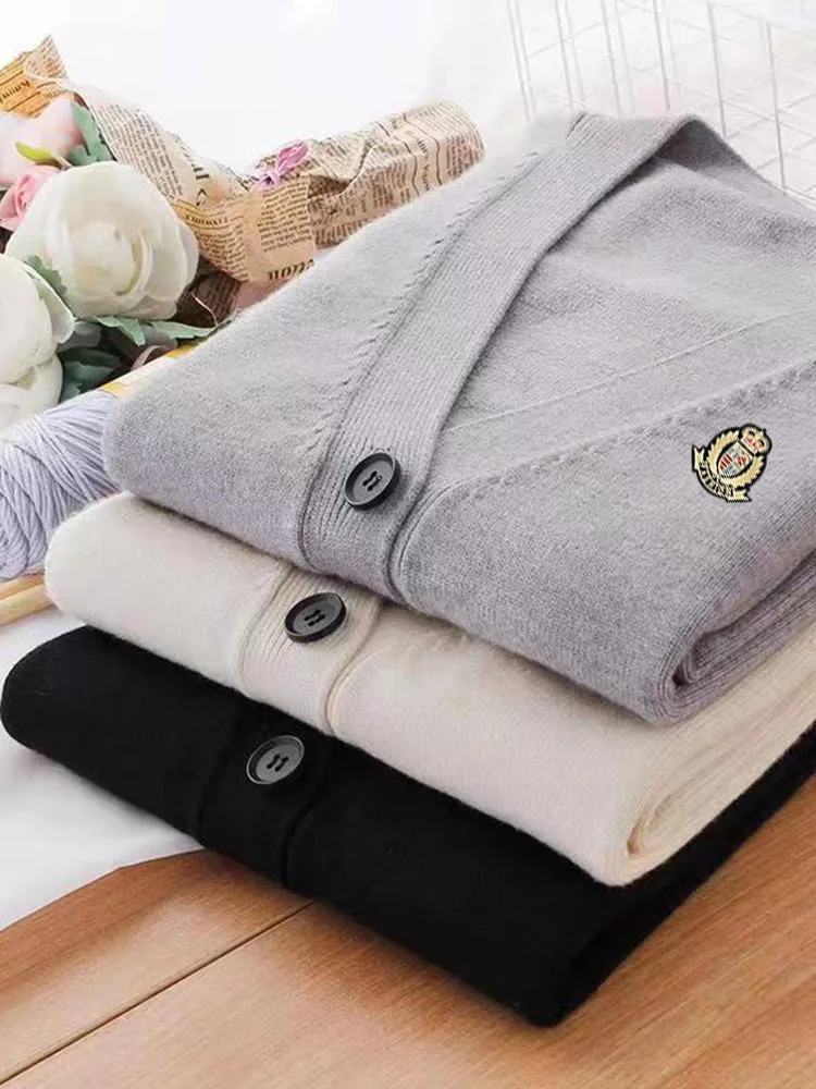 Women Knitted Cardigans Wool Sweater Basic Brief V Neck Cardigan Sweater Spring Cardigan Korean Female Tops Y2K Button Knitwear