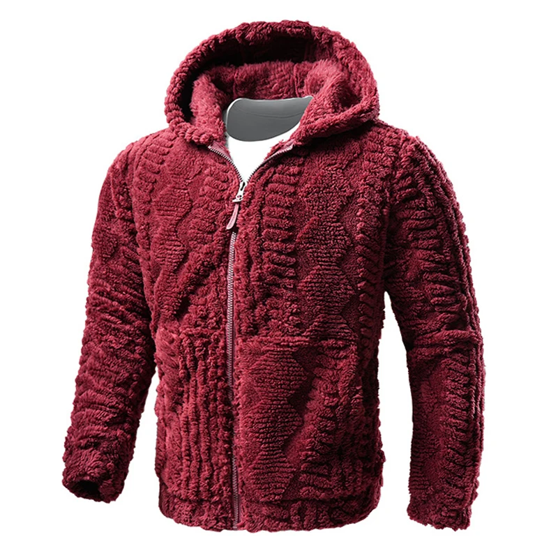 OEM 2025 Autumn/Winter New Style Hooded Woolen Jacket for Men, Thick Fleece Coat, Lamb Hair Shirt, Coat Men Clothing