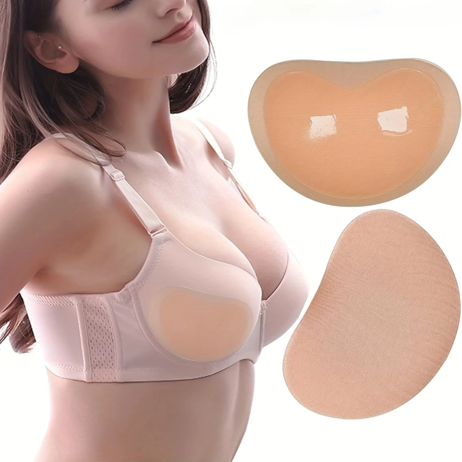 Womens Push Up Bra Inserts Seamless Magic Sponge Pads for Instant Breast Lift Reusable Water-Resistant Silicone Nipple Covers