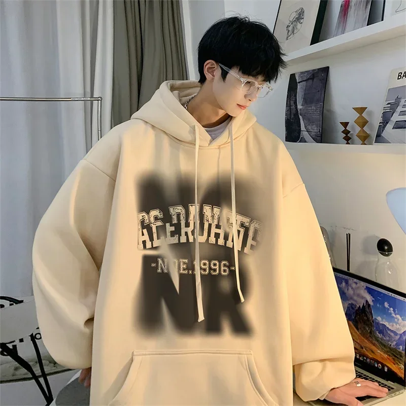 Men's Oversized Hoodie White With Hat 5XL Hoodies Oversize for Men Fashion Letter Print Man Casual Wear Hoody Male Sweatshirt