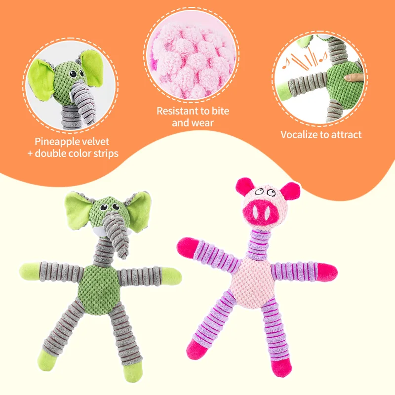 Dog Toys Squeaky Pet Plush Toys For Dogs Wear-Resistant Bite-Resistant Interactive Pet Stuffed Toy For Small Medium Large Dog